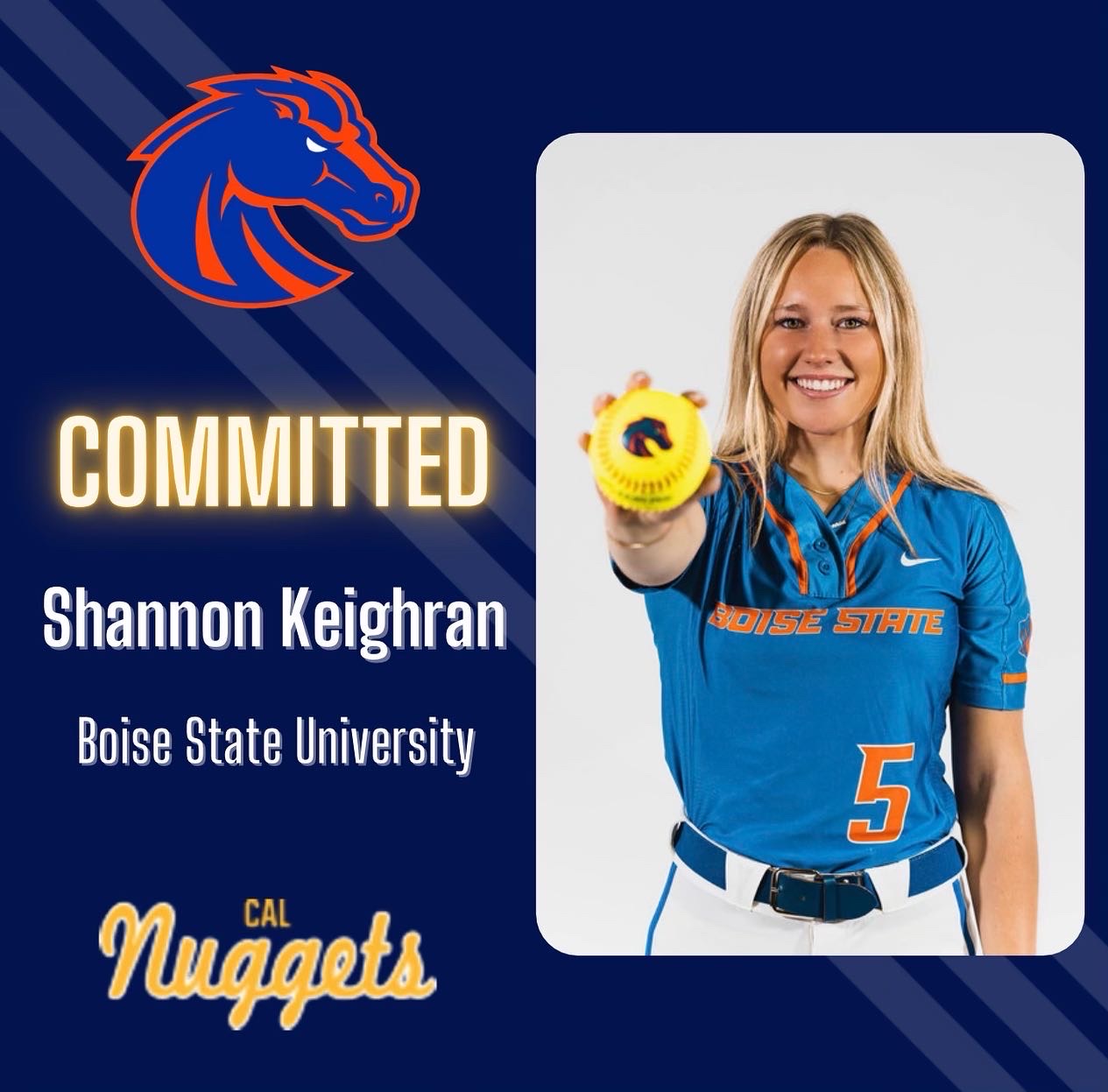 Shannon Keighran (2024) commits to Boise State Cal Nuggets Softball